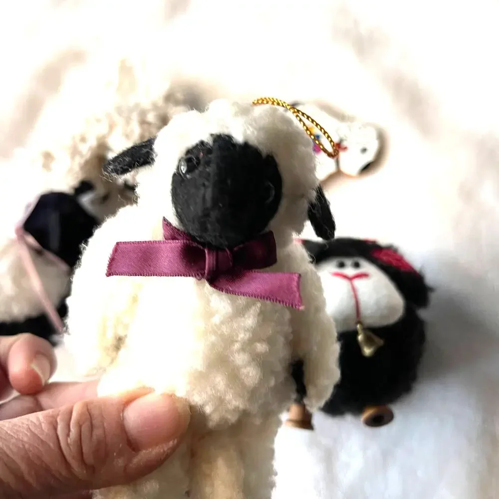 Lot of Assorted Vintage Sheep Ornaments Folk Art Cottage Country Farm